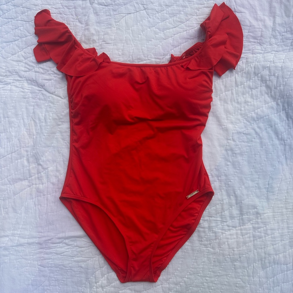 Vince Camuto swimsuit /Red Ruffled Bodysuit One Piece